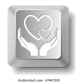 love in hands. Vector computer key.