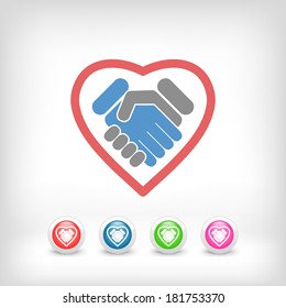 Love handshake minimal icon