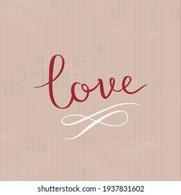Love handwriting with elements in white and hearts illustration