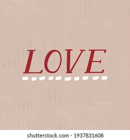 Love handwriting with elements in white and hearts illustration
