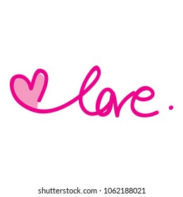 Love handwriting and heart vector 