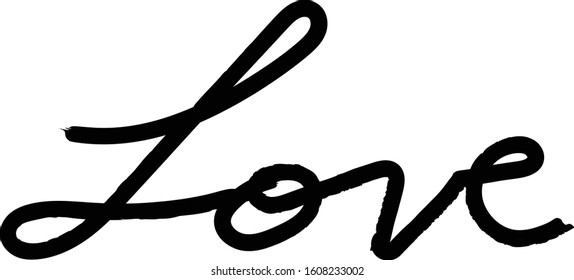 Love handwritten cursive black marker vector