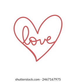 Love handwritten with heart on white background ,for February 14, Vector illustration EPS 10