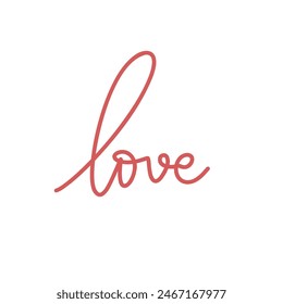 Love handwritten with heart on white background ,for February 14, Vector illustration EPS 10