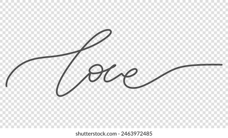 Love Handwritten ink lettering , Vector calligraphy and lettering illustration isolated on a transparent background , illustration Vector EPS 10