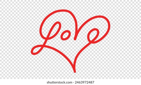 Love Handwritten ink lettering , Vector calligraphy and lettering illustration isolated on a transparent background , illustration Vector EPS 10