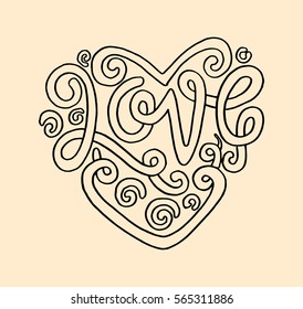 Love. handwritten lettering. Modern Calligraphy