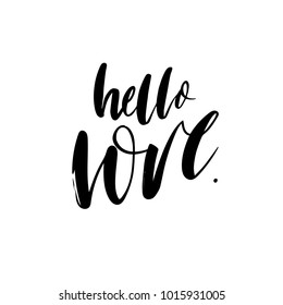 Love. Handwritten lettering for your design. Greeting card template on Valentine's Day.