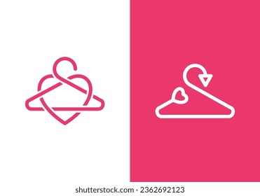 love and hanger logo, laundry fashion symbol vector design