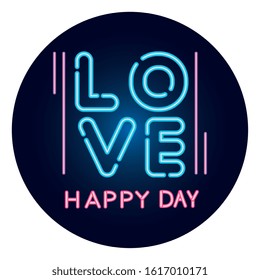 love happy day lettering in frame circular vector illustration design