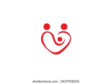 amor feliz familia cuidado de la salud logo diseño