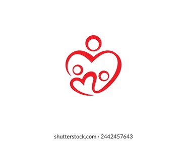 amor feliz familia cuidado de la salud logo diseño