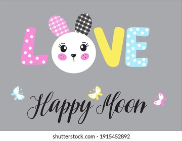 Love Happy Moon Rabbet T Shirt