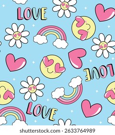 love happy smile flowers set