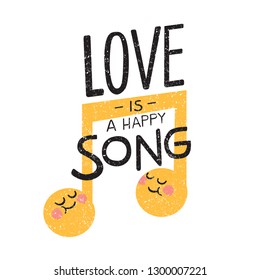 Love is a happy song concept art vector music and romance