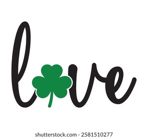 Love Happy St. Patrick typography T-shirt vector, Saint Patrick's Day gnome Illustration Design, lucky shamrock Clipart