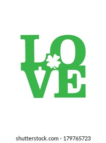 LOVE Happy St. Patrick's Day card, Font Type