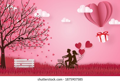 love and happy valentine's day banners, paper art style