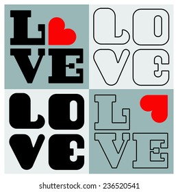 LOVE Happy Valentines day card, Font Type, set