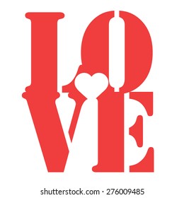 LOVE Happy Valentines day card, Font Type Vector Illustration.