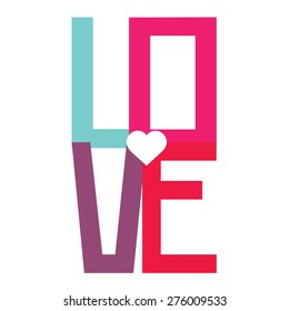 LOVE Happy Valentines day card, Font Type Vector Illustration.