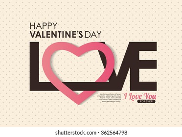 LOVE Happy Valentines day card ,Font type,vector background