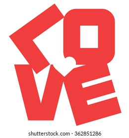 LOVE Happy Valentines day card, Font Type Vector Illustration.