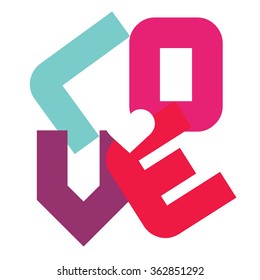 LOVE Happy Valentines day card, Font Type Vector Illustration.