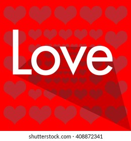 LOVE Happy Valentines day card, Font Type Vector Illustration.