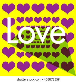 LOVE Happy Valentines day card, Font Type Vector Illustration.