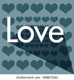 LOVE Happy Valentines day card, Font Type Vector Illustration.