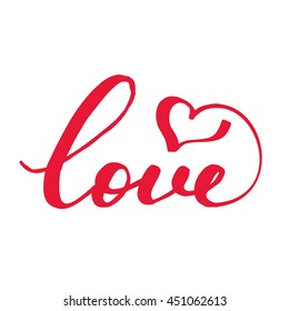 LOVE Happy Valentines day card. Font Type. Vector Illustration