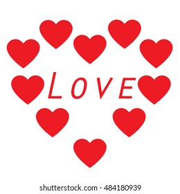 LOVE Happy Valentines day card, Font Type Vector Illustration.