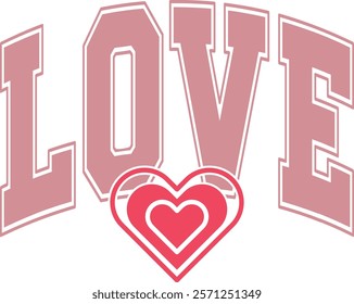 Love - Happy Valentine's day T-shirt Design, Valentine Varsity T-shirt design, Retro Valentine, retro Varsity, Love Heart Vector file, boho varsity, boho design