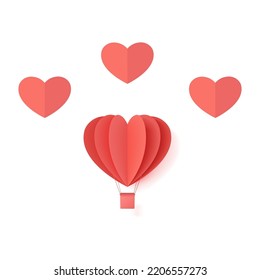 Love. Happy valentines day. Vector red greeting paper valentine in the shape of a heart with a shadow on a white background. Sweetheart silhouette.