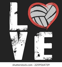 Love. Happy Valentines Day. Volleyball ball shaped as a heart. Design pattern for greeting card, banner, poster on an isolated background. Vector illustration