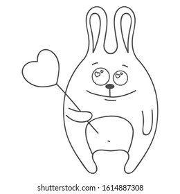 Love hare. Heart on a stick. Circuit. Vector illustration.