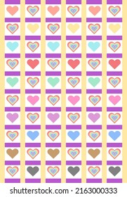 Love has no gender in 2022.The background consists of ten colored hearts. All colors are festive colors. There is a heart shape.