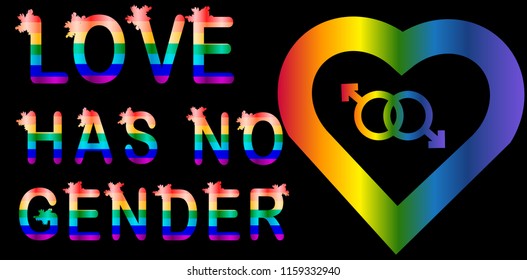 Love has no gender - rainbow lettering letters lgtb concept