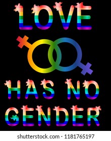 Love has no gender - rainbow lettering letters lgtb concept