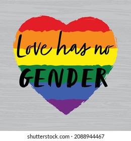 Love has no gender , Rainbow heart sparkle for LGBT vector illustration