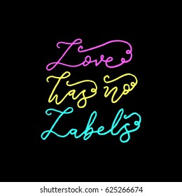 Love Has No Labels. and Lettered Quote. Modern Calligraphy 