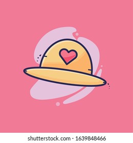 Love Hat Icon Illustration. Vector Illustration. Flat Cartoon Style Ready to use for Website Page, Mobile App Presentation, Flyer, Banner, Wallpaper, Sticker, Name Card, Background and more
