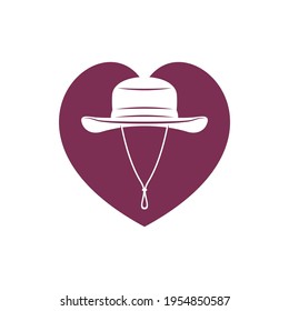 Love Hat logo design vector illustration, Creative Hat logo design concept template, symbols icons