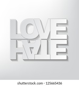 Love hate background concept and light background 