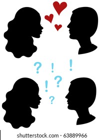 Love Hate Couple Profiles Stock Vector (Royalty Free) 63889966 ...