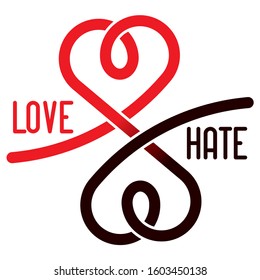 Love   Hate (Duality) Minimal Vector Illustration  Creative Opposite Concept Design Idea Template for T  Shirt Print Art  Exclusive Typography  