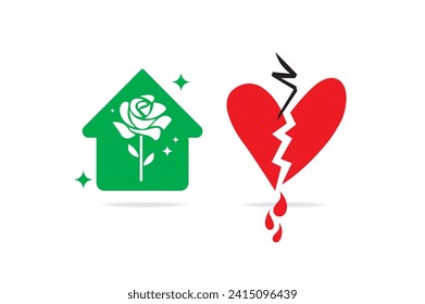 Love and Hate logo with heart and home
