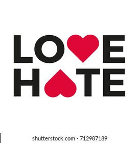 Love & Hate logo with heart symbol upside down