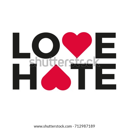 Love & Hate logo with heart symbol upside down